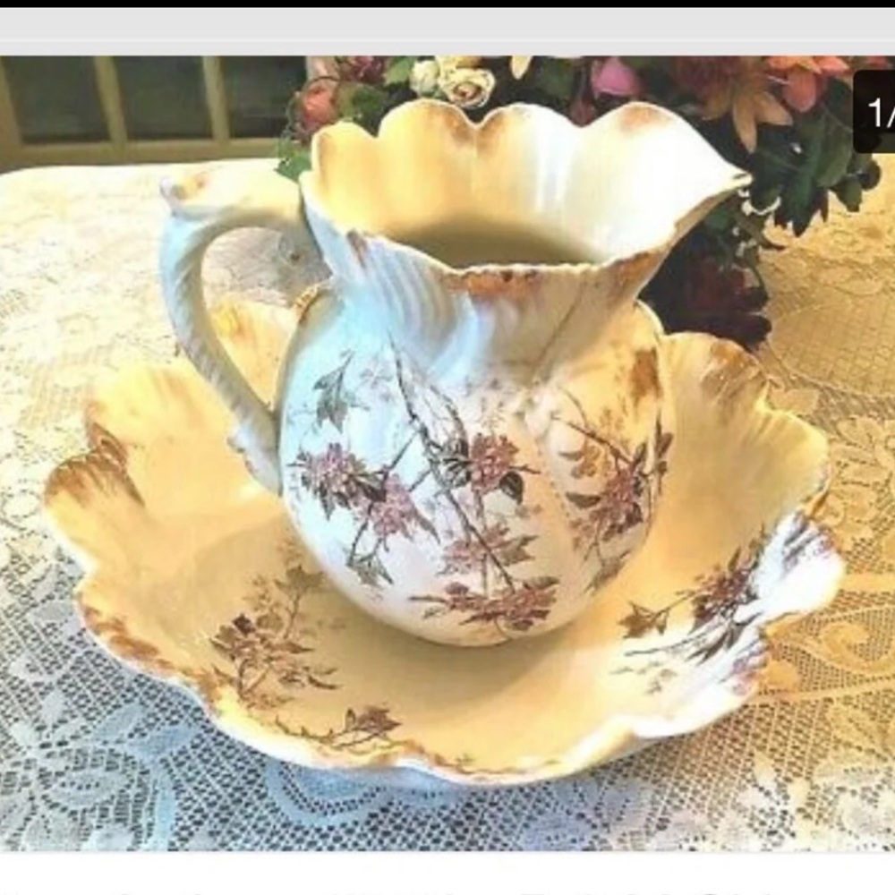 Rare Antique B & M China Pitcher Bowl